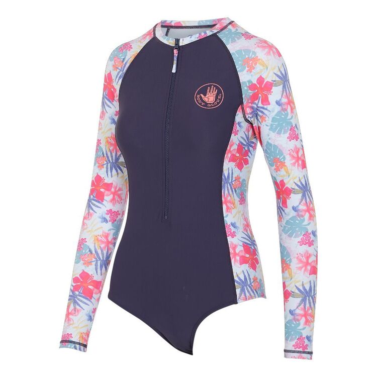 Body Glove Women's Floral Wave Long Sleeve Rash Suit Navy & Print