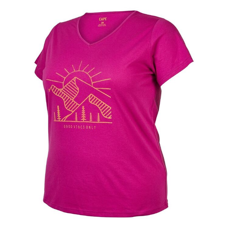 Cape Women's Lacey Orchid Mountain Tee Plus Size Orchid Mountain