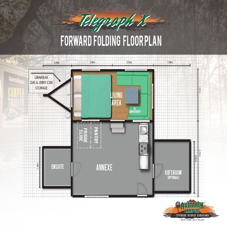 Austrack Telegraph X Forward Fold Offroad Camper Trailer Grey