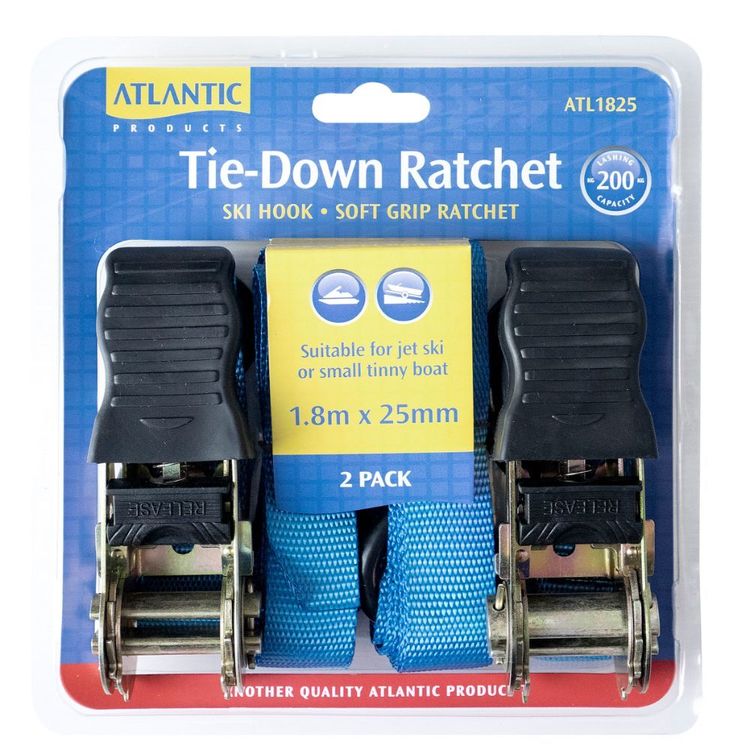 Atlantic Tie Down 1.8m x 25mm Pair Jet Ski Blue