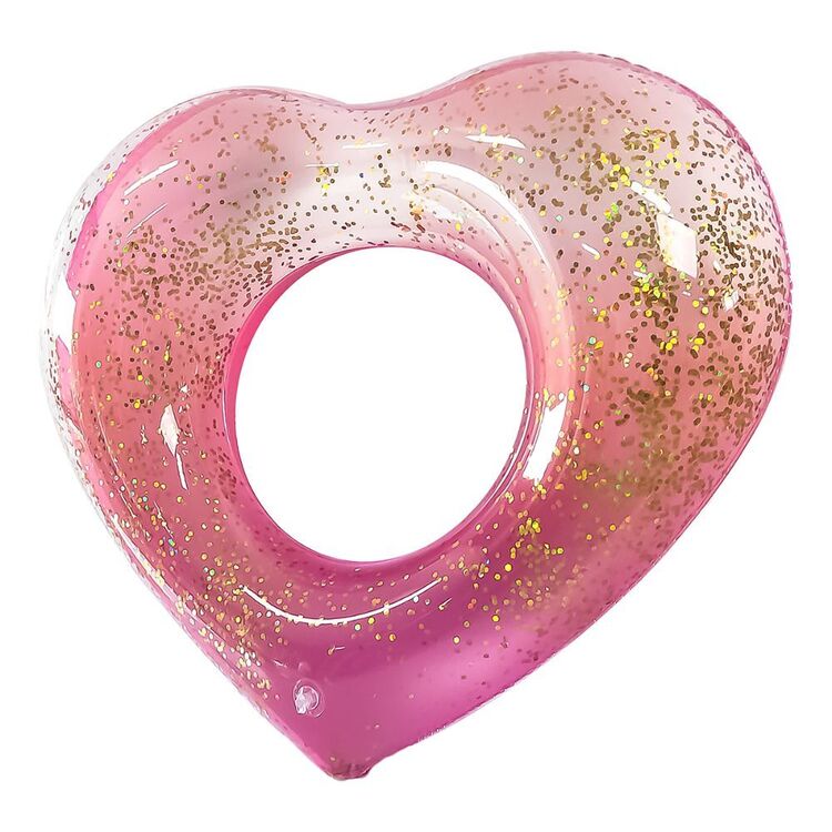We Love Summer Glitter Heart Pool Ring Pink
