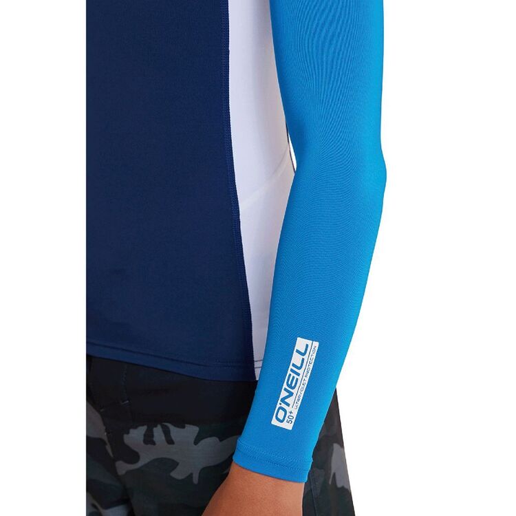 O'Neill Youth Boys Basic Skins Long Sleeve Rash Vest Navy/Royal Blue/White