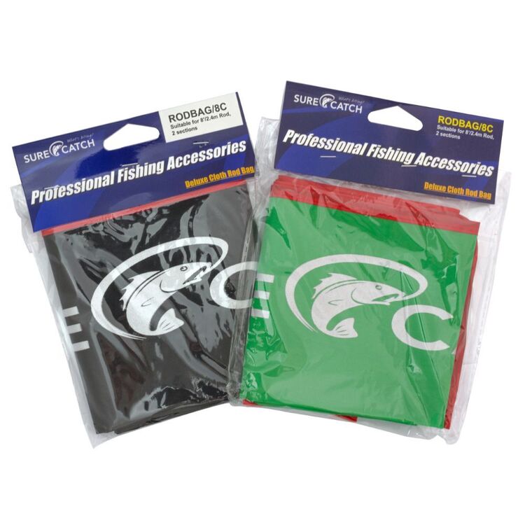 SureCatch Cloth Rod Bag 8' Suits 2 Piece Rod Black 8 ft