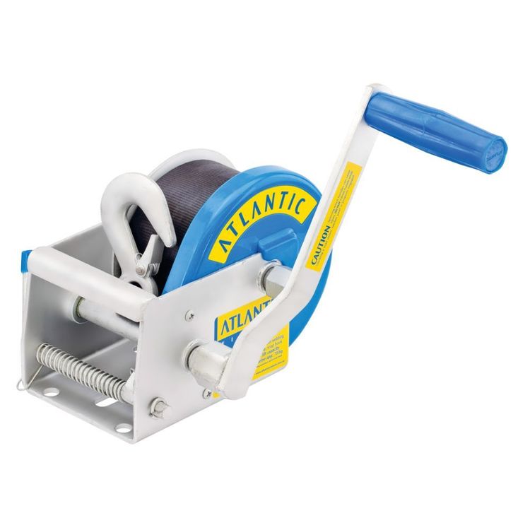 Atlantic Webbing Winch 775kg 2 Speed Ratio 7.5m Snap Hook Silver