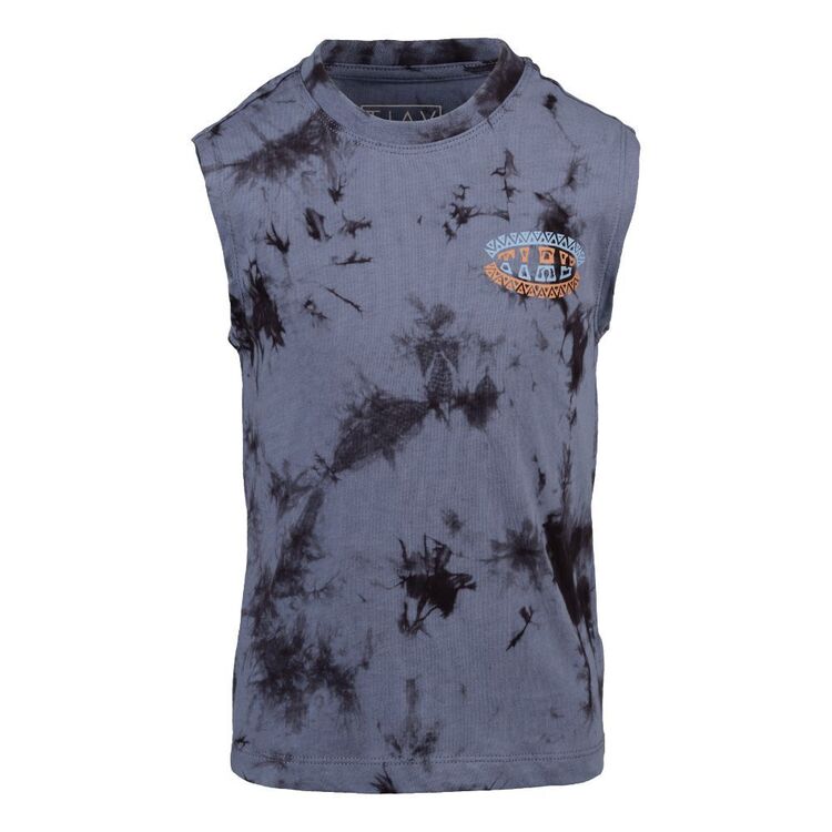 Trip In A Van Kids Muscle Tank Vintage Indigo / Black Tie Dye