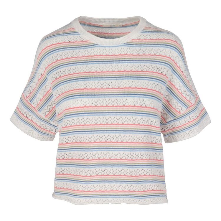 Trip In A Van Women's Knit Top Egret / Stripe