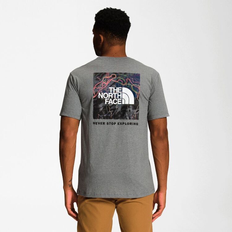 The North Face Men's Box Tee Grey Heather/Black Glow Print