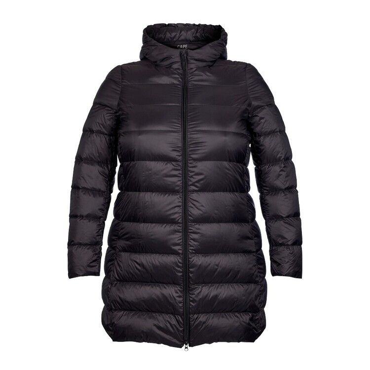Cape Women's Travel-Lite Long Line Hooded Plus Size Puffer Jacket Black