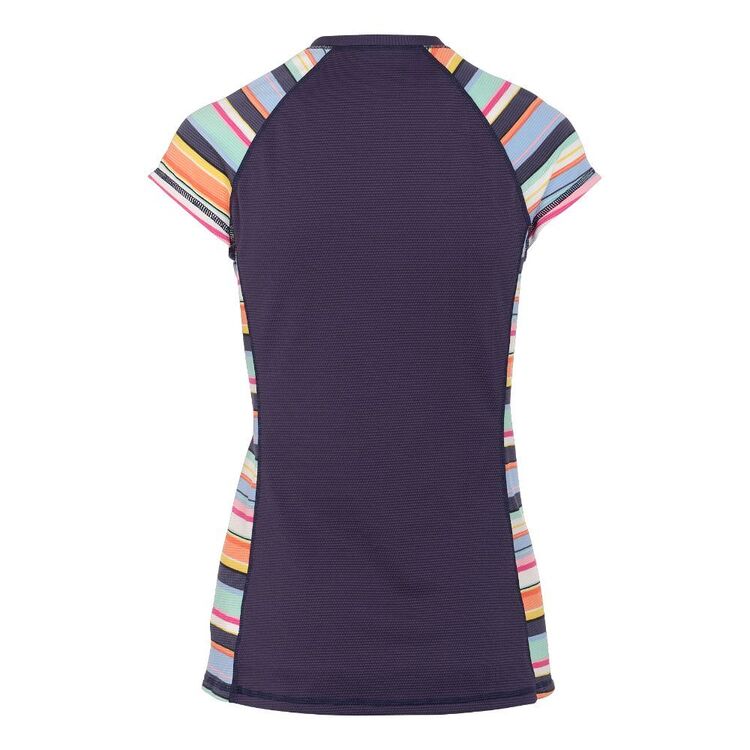 Body Glove Women's Stripe Full Zip Cap Sleeve Rash Vest Navy & Print
