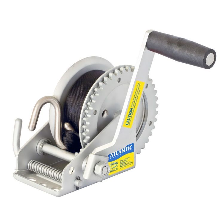 Atlantic Webbing Cadet Winch 550kg 4:1 Ratio 6m S Hook Silver