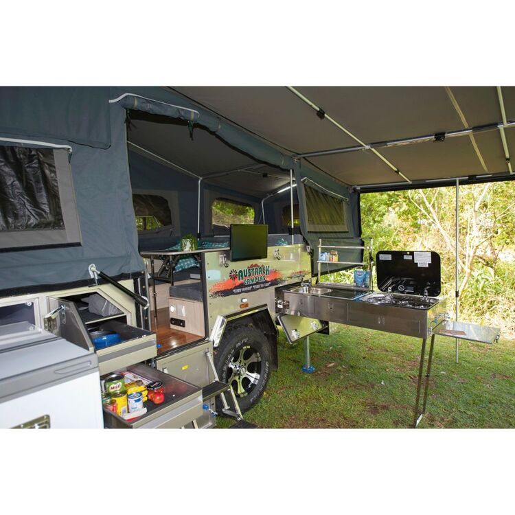 Austrack Savannah X Forward Fold Rear Slide Camper Trailer Grey