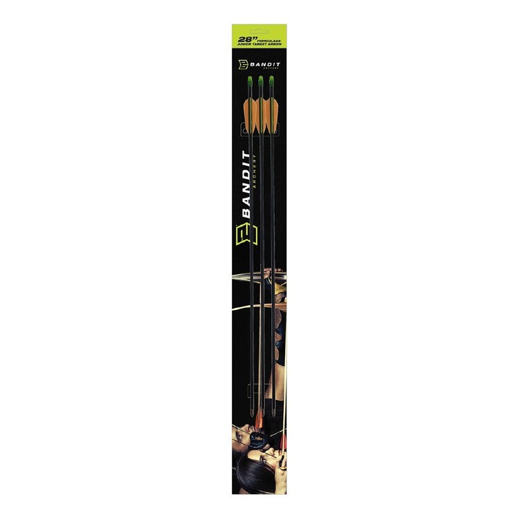 Bandit 3 Pack Fibreglass Arrows Black 28 in