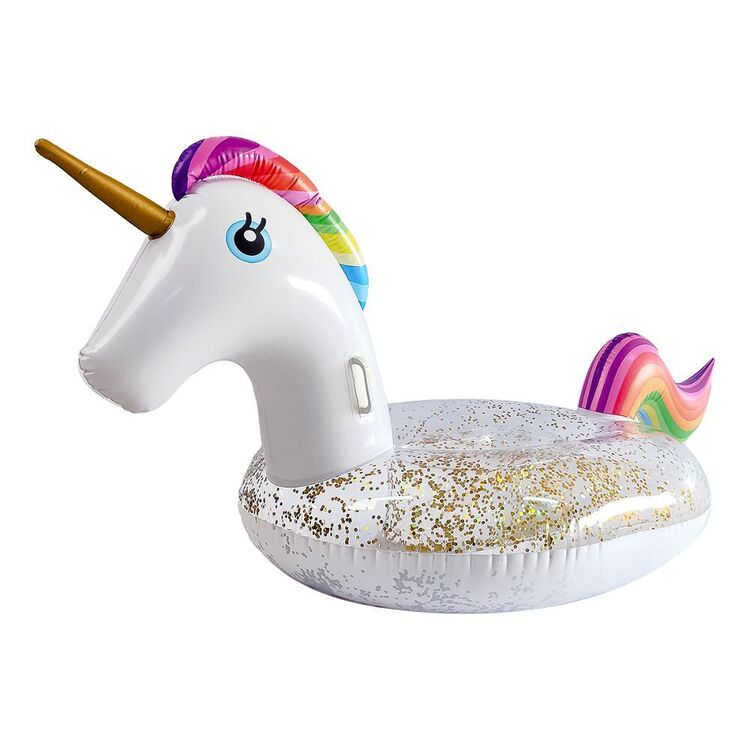 We Love Summer Glitter Unicorn Pool Float White / Rainbow