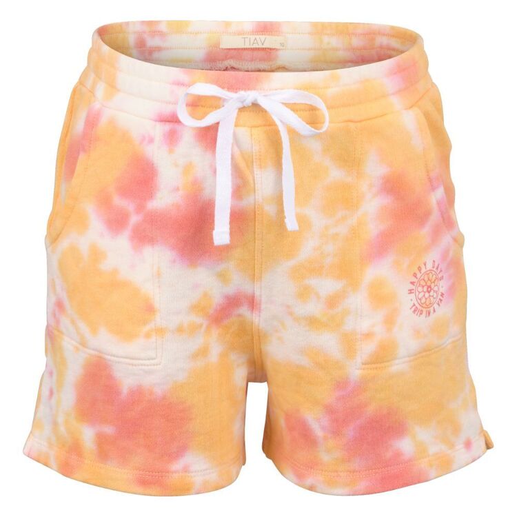 Trip In A Van Kids Tie Dye Knit Shorts Coral / Honey Tie Dye