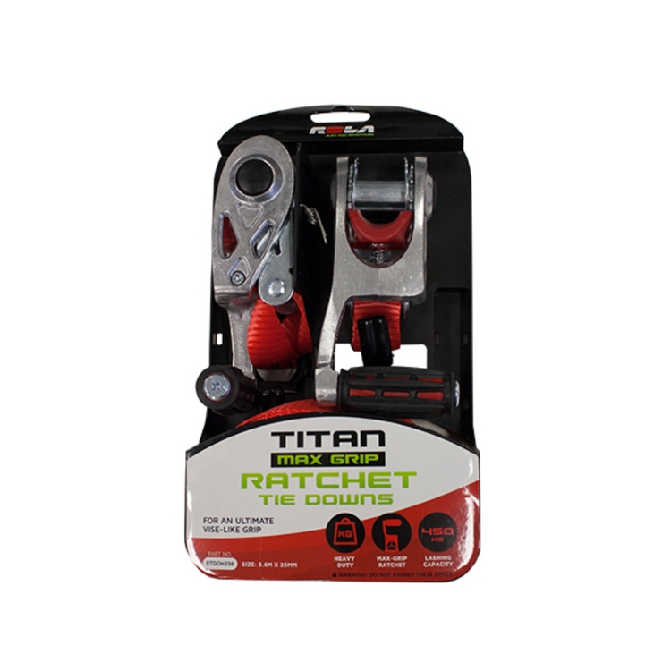 Rola Titan 3.6 m Ratchet Tie Down Pair Silver