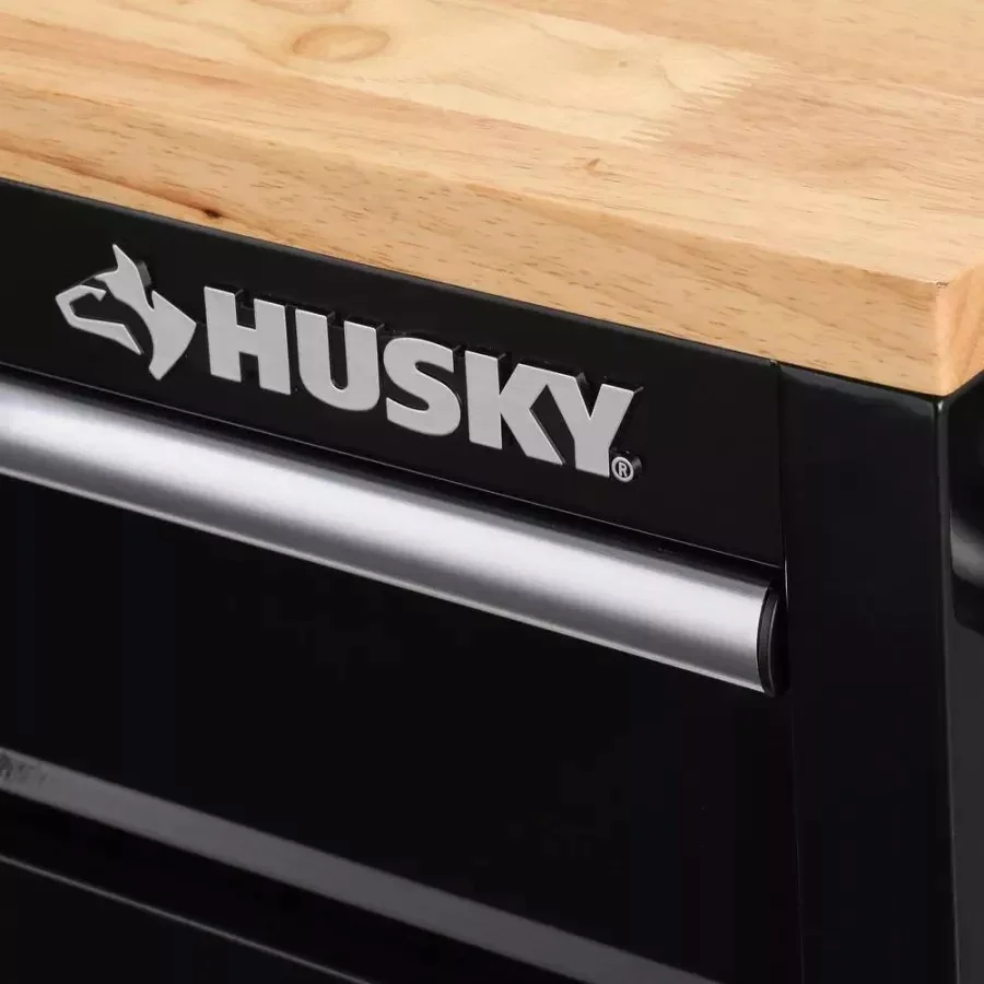 72 IN. 18-DRAWER MOBILE WORKBENCH WITH SOLID WOOD TOP, BLACK