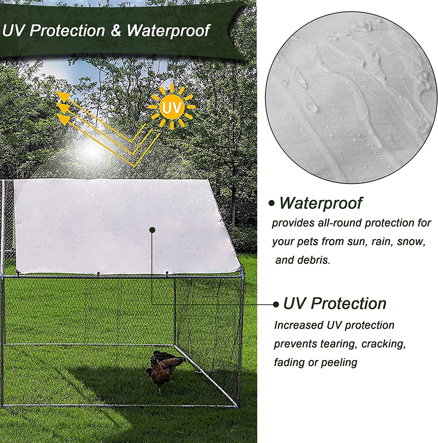 Large Chicken Coop Metal Chicken Runs for Yard, 10' Walk in Chicken Coop Cage Chicken Pen Poultry Cage with Waterproof & Anti-UV Cover Heavy Duty Rabbit Hutch Duck Cage for Outdoor, Backyard and Farm