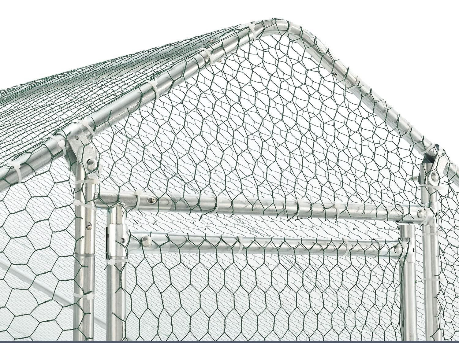 Spacious Large Galvanized Metal Chicken Coop with Waterproof and Anti-Ultraviolet Cover Walk-in Chicken Run and Hen Pen Cage for Rabbits and Ducks Outdoor Wire Poultry Cages (10‘ L x 6.