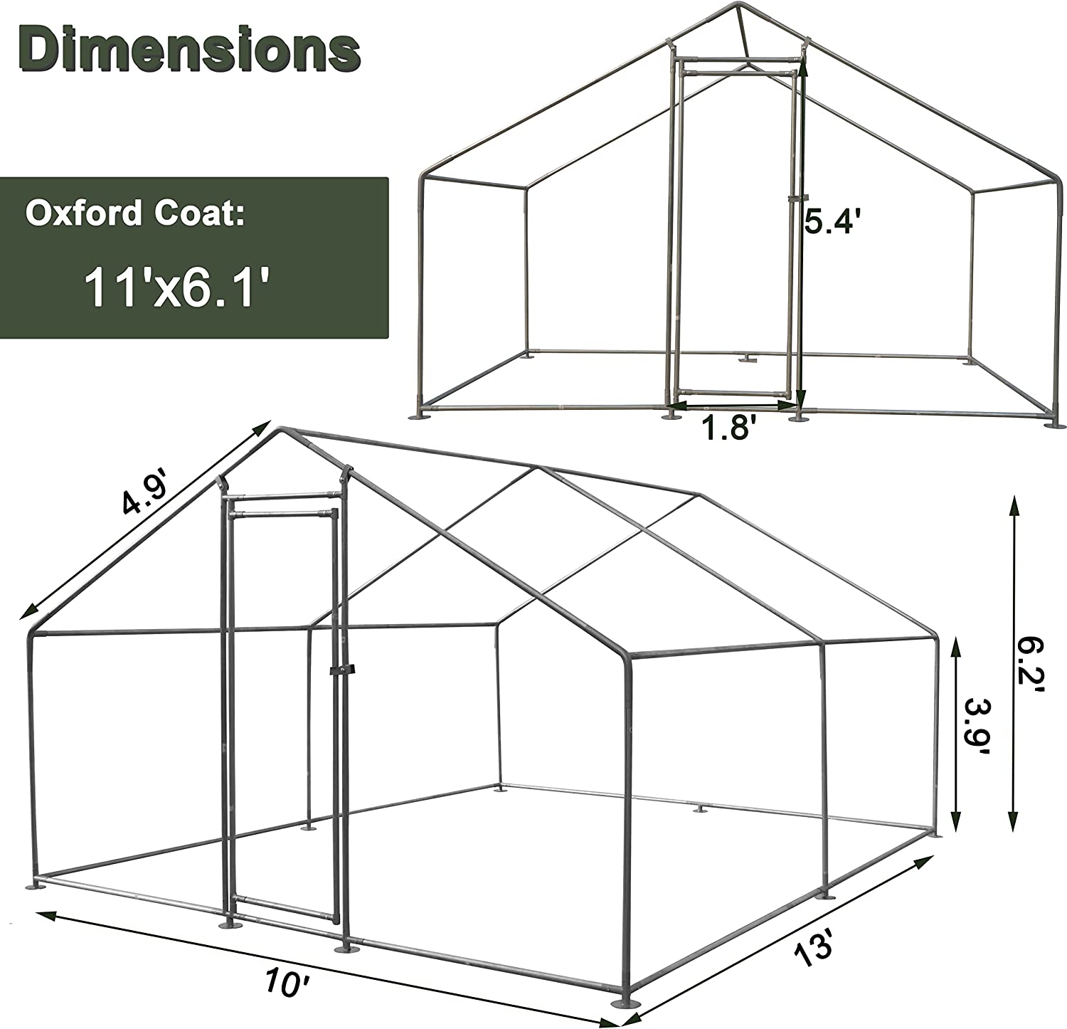Large Chicken Coop Metal Chicken Runs for Yard, 10' Walk in Chicken Coop Cage Chicken Pen Poultry Cage with Waterproof & Anti-UV Cover Heavy Duty Rabbit Hutch Duck Cage for Outdoor, Backyard and Farm