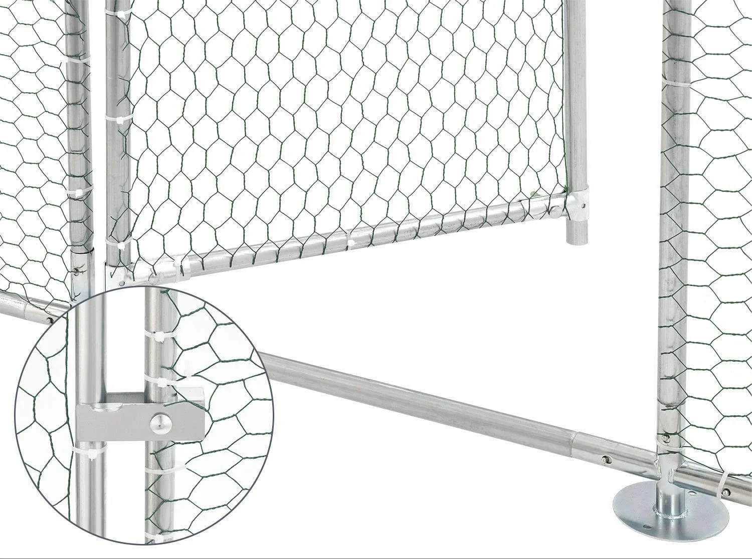 Spacious Large Galvanized Metal Chicken Coop with Waterproof and Anti-Ultraviolet Cover Walk-in Chicken Run and Hen Pen Cage for Rabbits and Ducks Outdoor Wire Poultry Cages (10‘ L x 6.