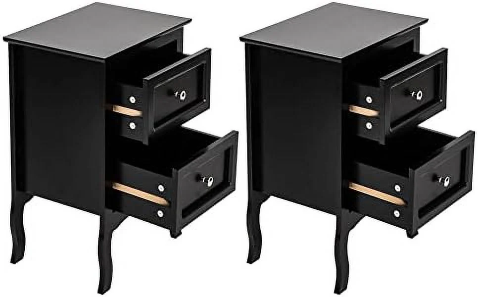 NTTBOBOEC Night Table Modern Wood Night Stand End Table Wooden Bed Side Tables with 2 Drawers Large Space Brown Size 15.74