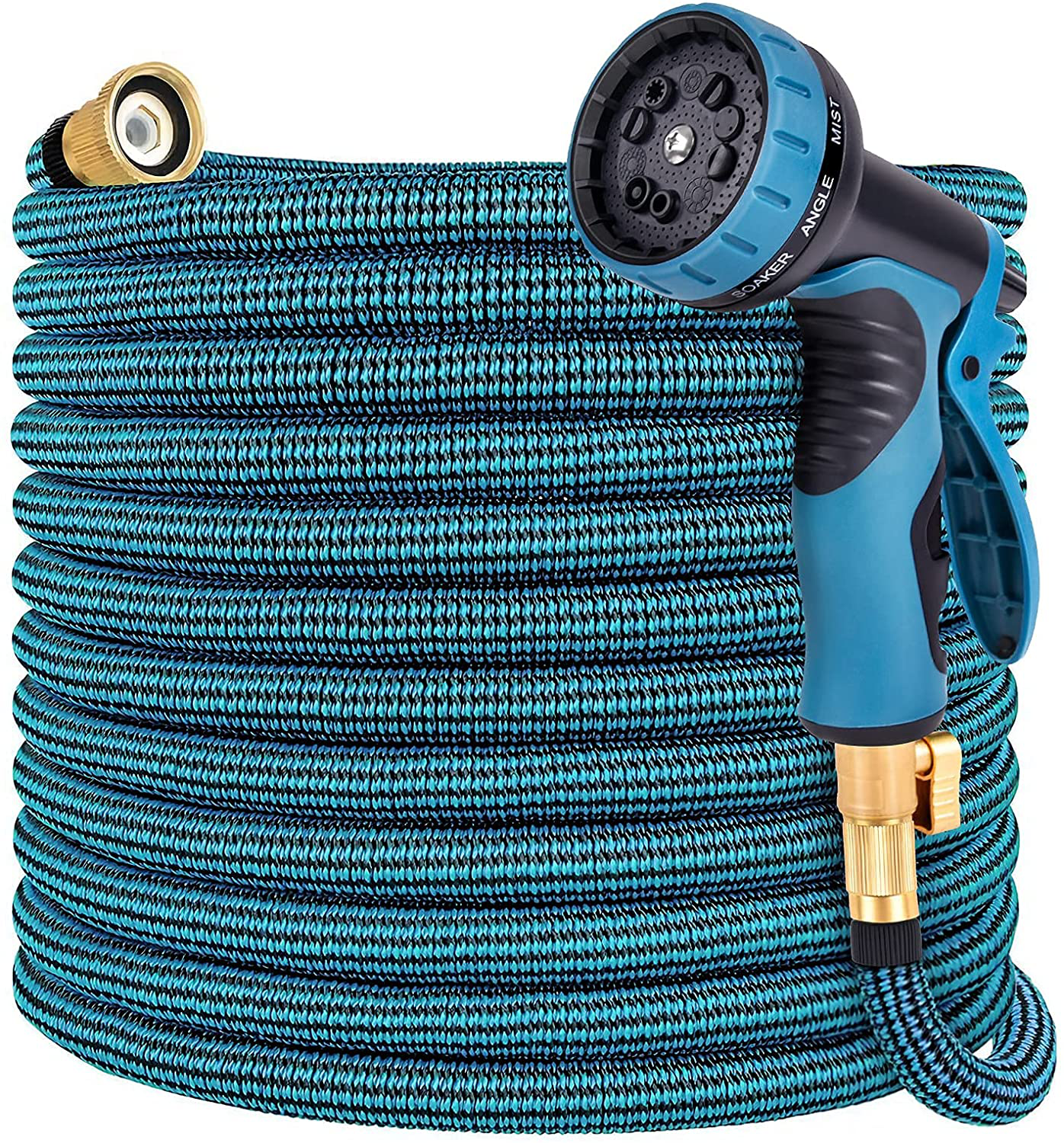 Expandable Garden Hose 50ft with 10 Function Spray Nozzle, Leakproof Flexible Water Hose Design with Solid Brass Connectors, Retractable Hose Expands 3 Times, Easy Storage and Usage