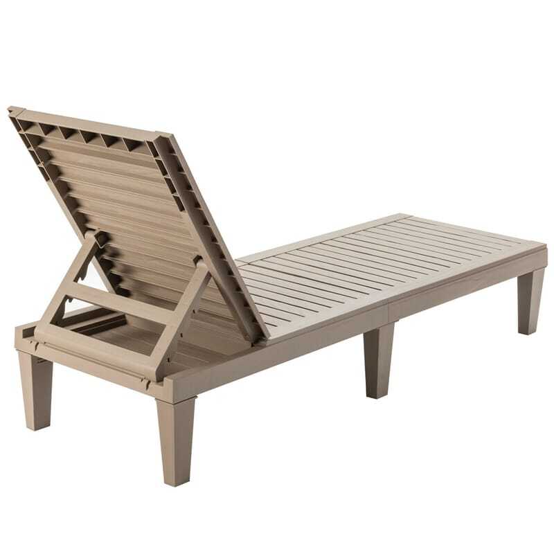 Outdoor Chaise Lounge Patio Reclining Chair with 5-Position Adjustable Backrest