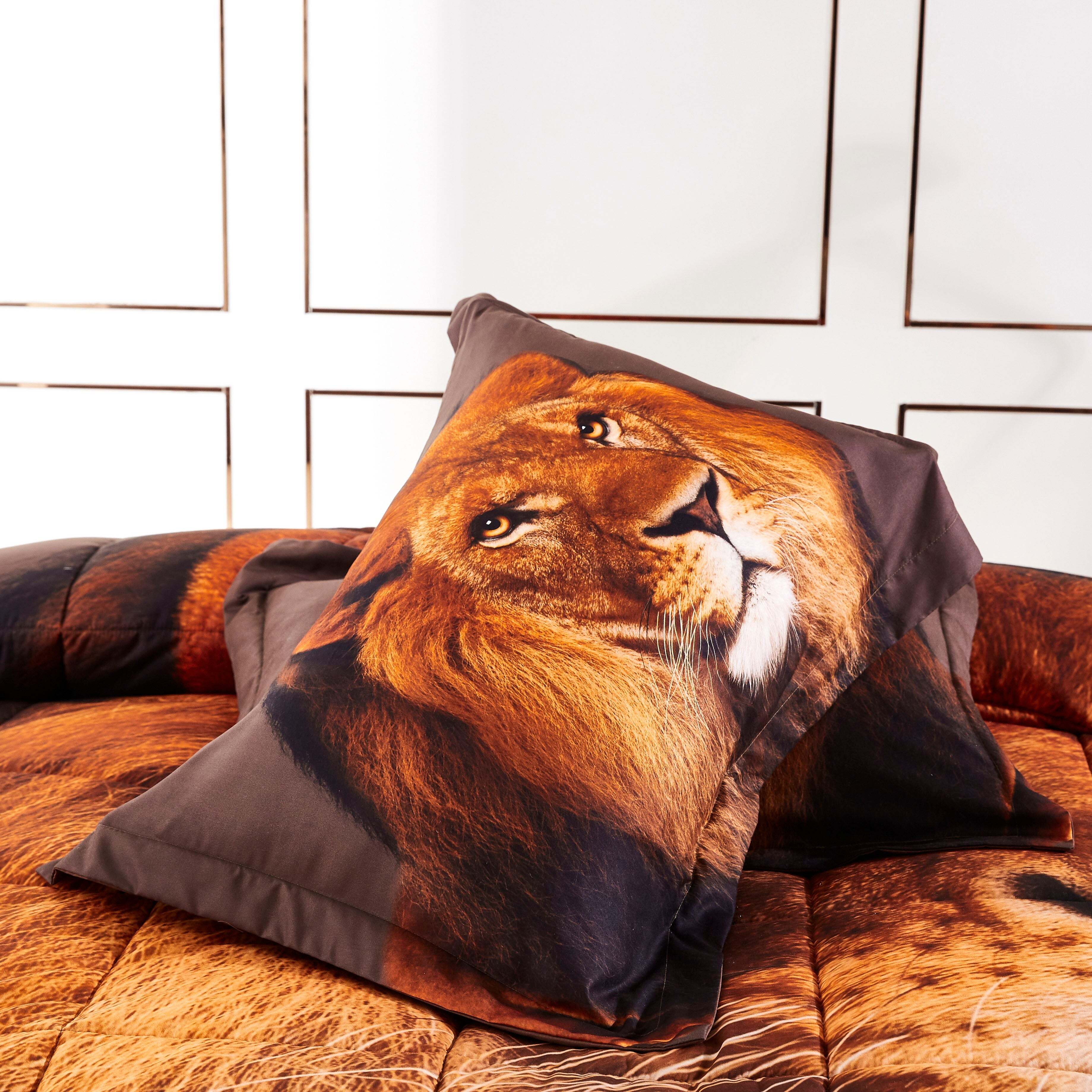 3D Reactive Print Lion Head All Season Comforter Set Twin -P27