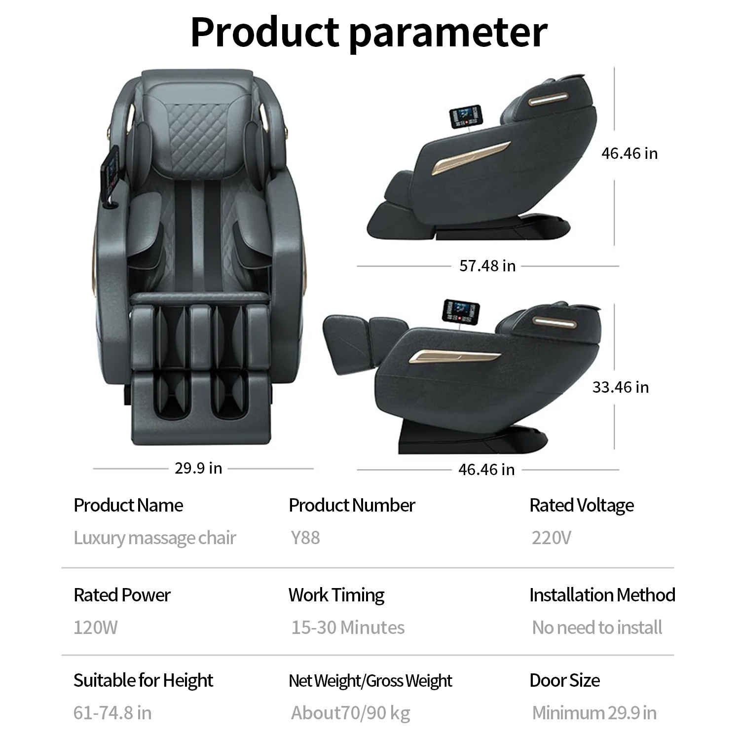 2024 4D Zero Gravity Massage Chair, Full Body Shiatsu Recliner with Yoga Stretching, SL Track, Intelligent Voice Control, Calf Kneading, Calfrest Extension, Premium Black Leather