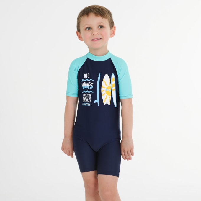 Secon Skins Boys Waves for The Little Dude Short Sleeve Sunsuit