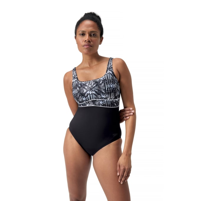 Speedo Women's Shaping ContourEclipse Printed 1 Piece Swimsuit