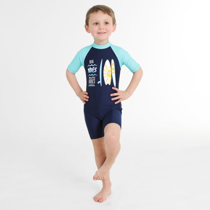 Secon Skins Boys Waves for The Little Dude Short Sleeve Sunsuit