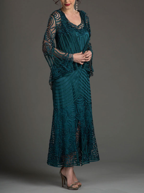 Heart Neck Elegant Ladies Evening Dress Suit