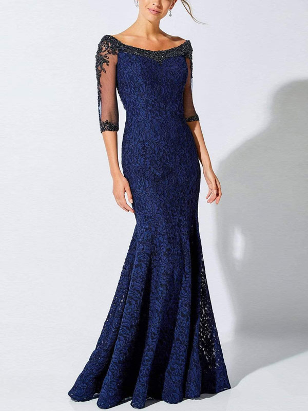Bateau Trumpet Evening Dress