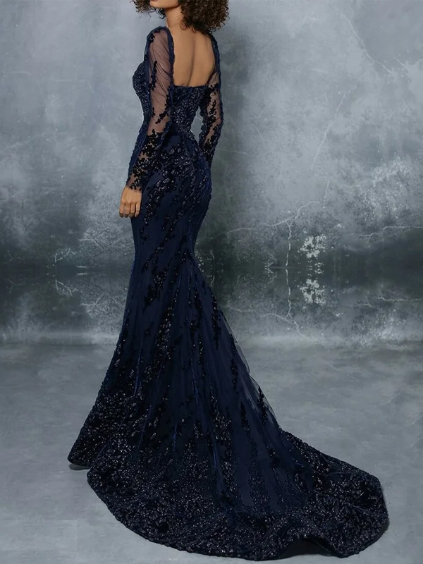 Embellished Mermaid Gown Evening Dress