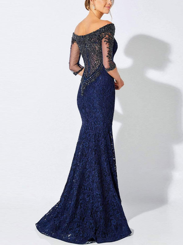 Bateau Trumpet Evening Dress