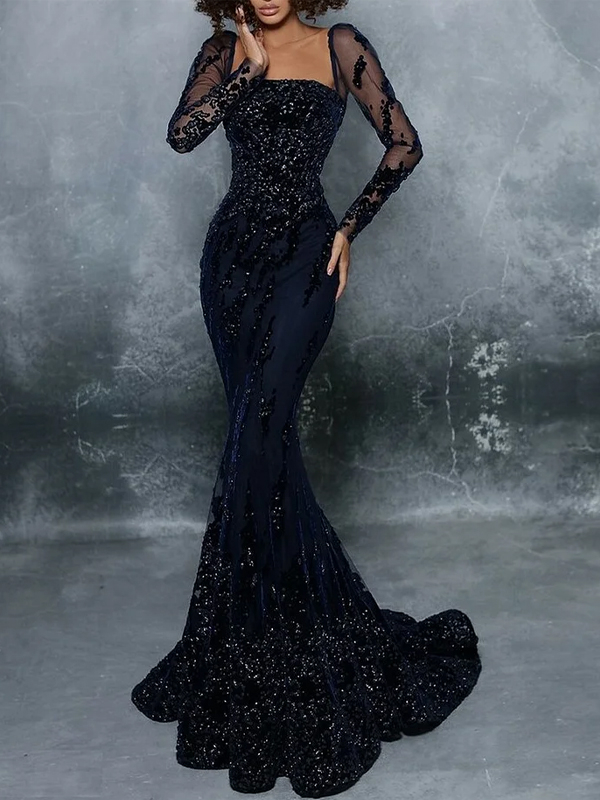 Embellished Mermaid Gown Evening Dress