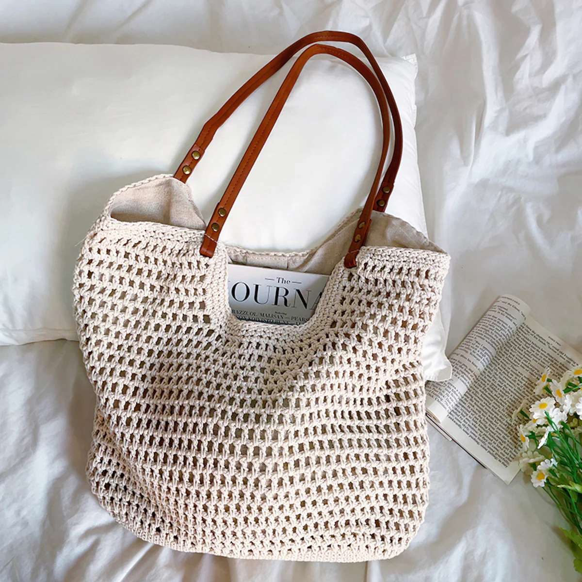 Oversized Cotton Knitted Shoulder Bag