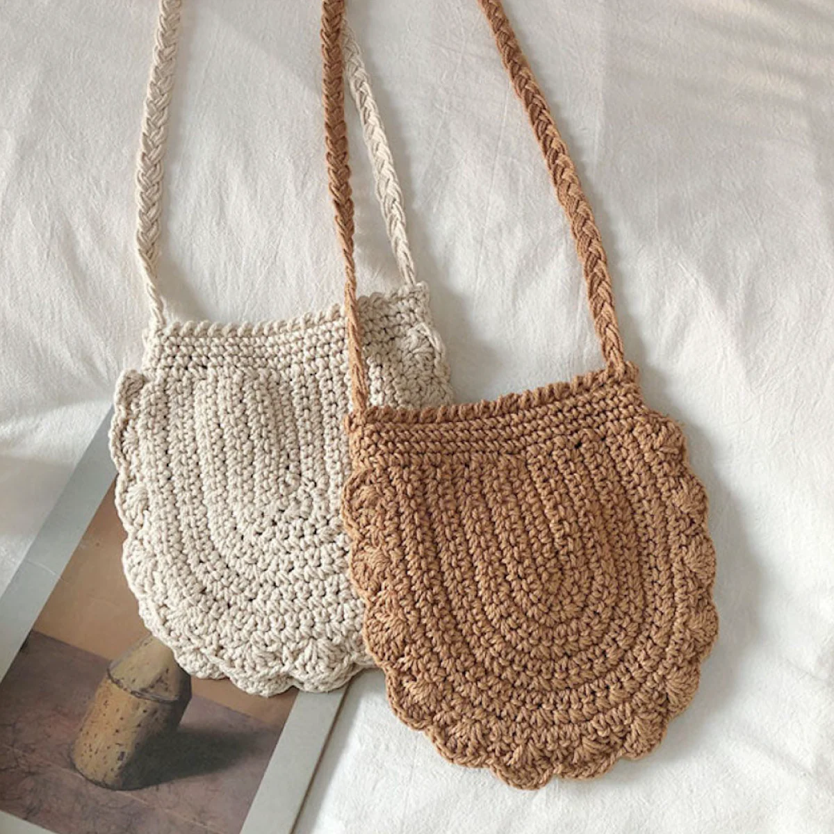 Mini Cotton Knitted Shoulder Bag