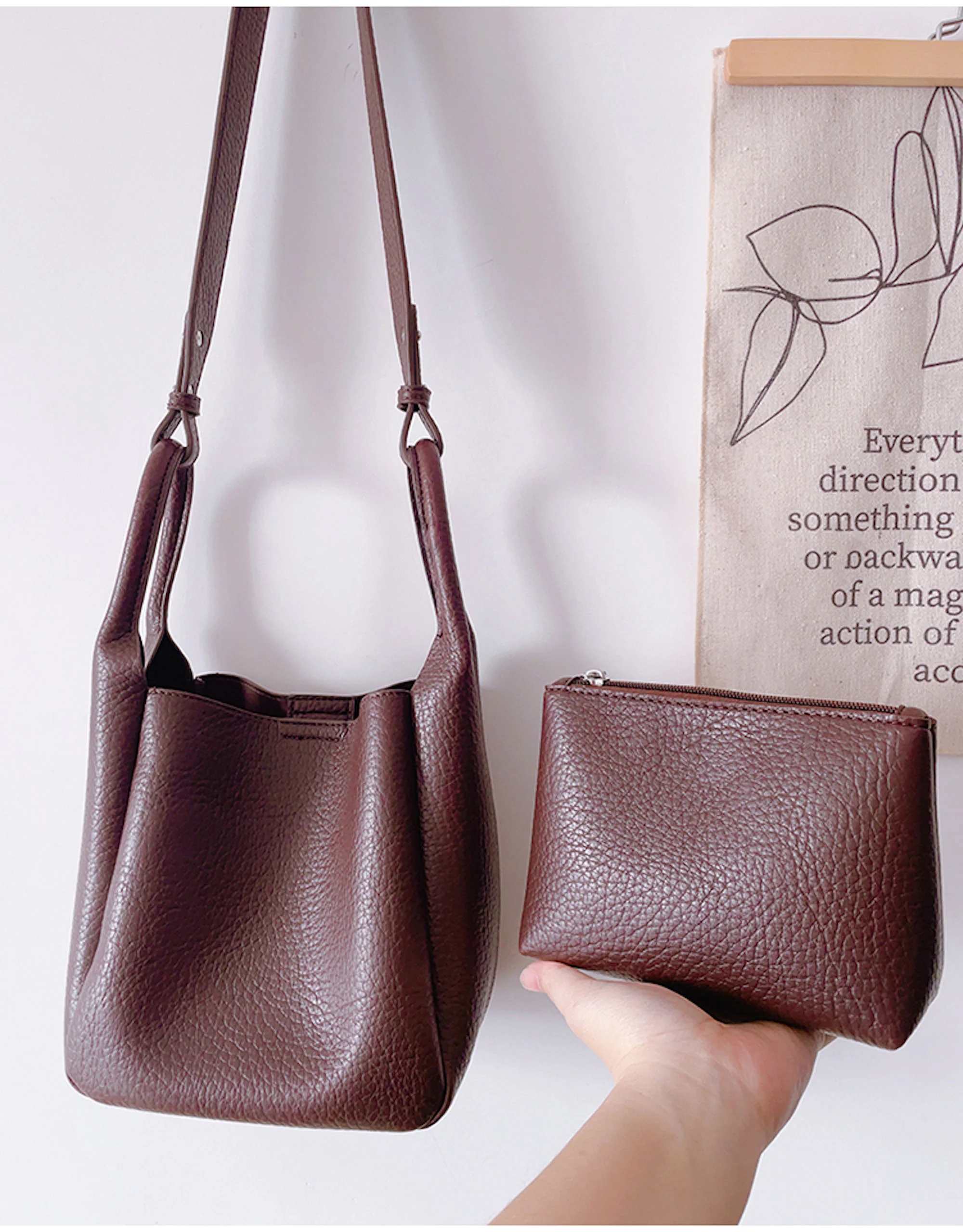 Chic Leather Bucket Bag