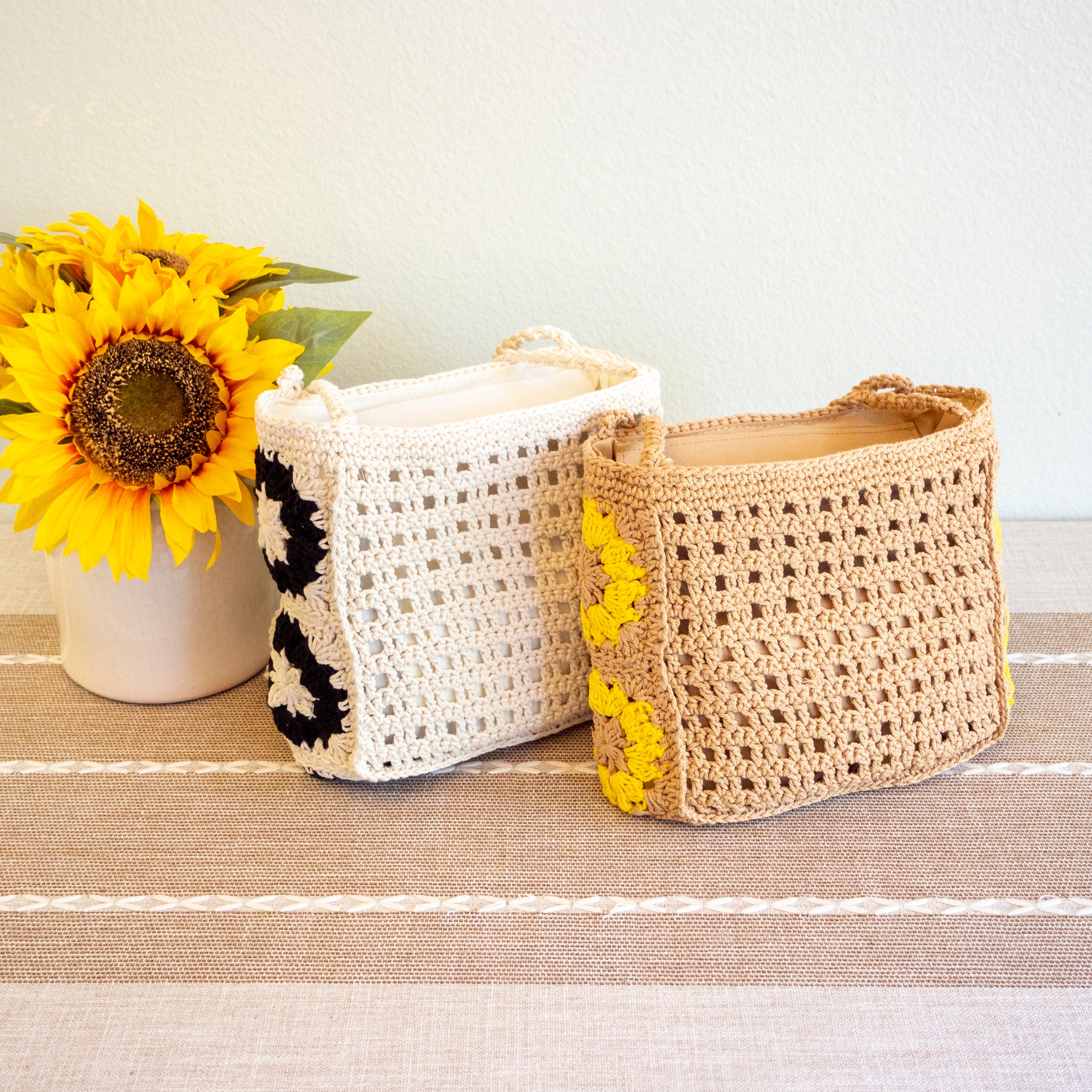 Small Boho Cotton Knitted Shoulder Bag