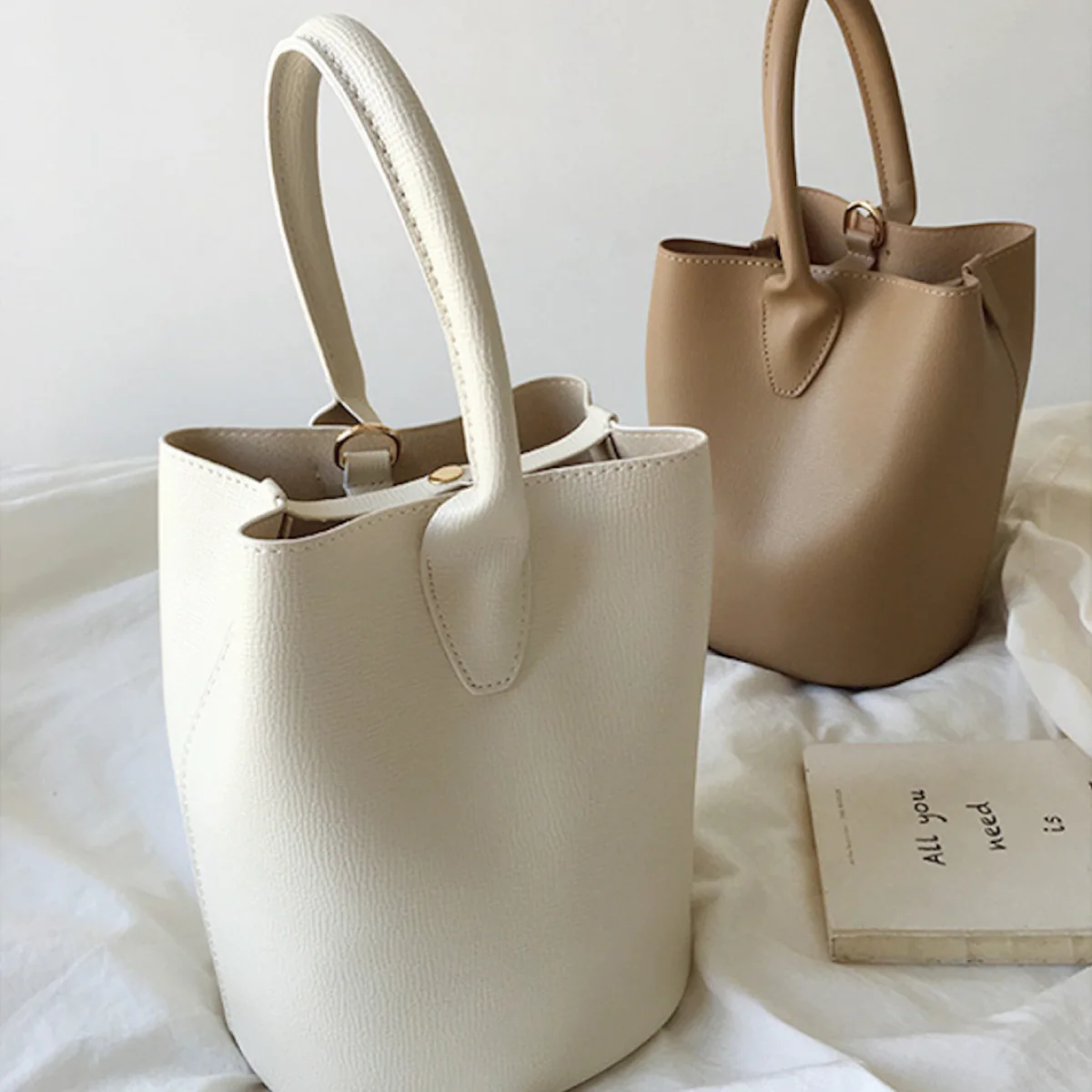 Chic Leather Bucket Bag