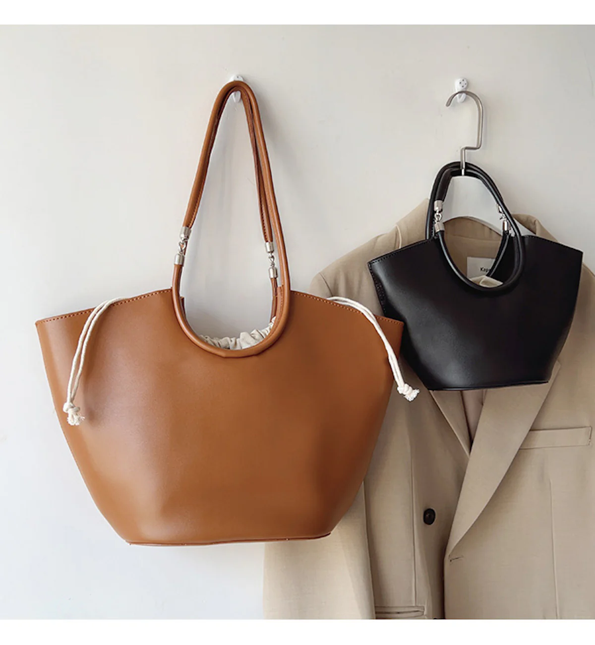 Retro Leather Minimalistic Work Tote