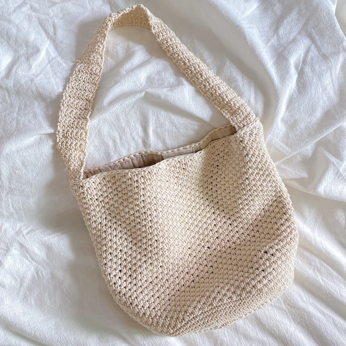 Retro Style Minimalistic Cotton Bucket Bag