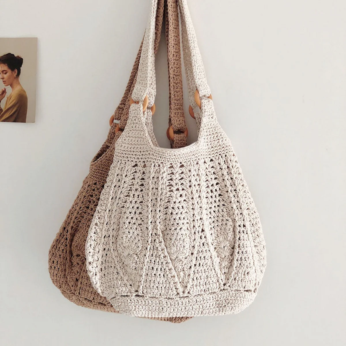 Retro Artsy Twist Cotton Knitted Bag