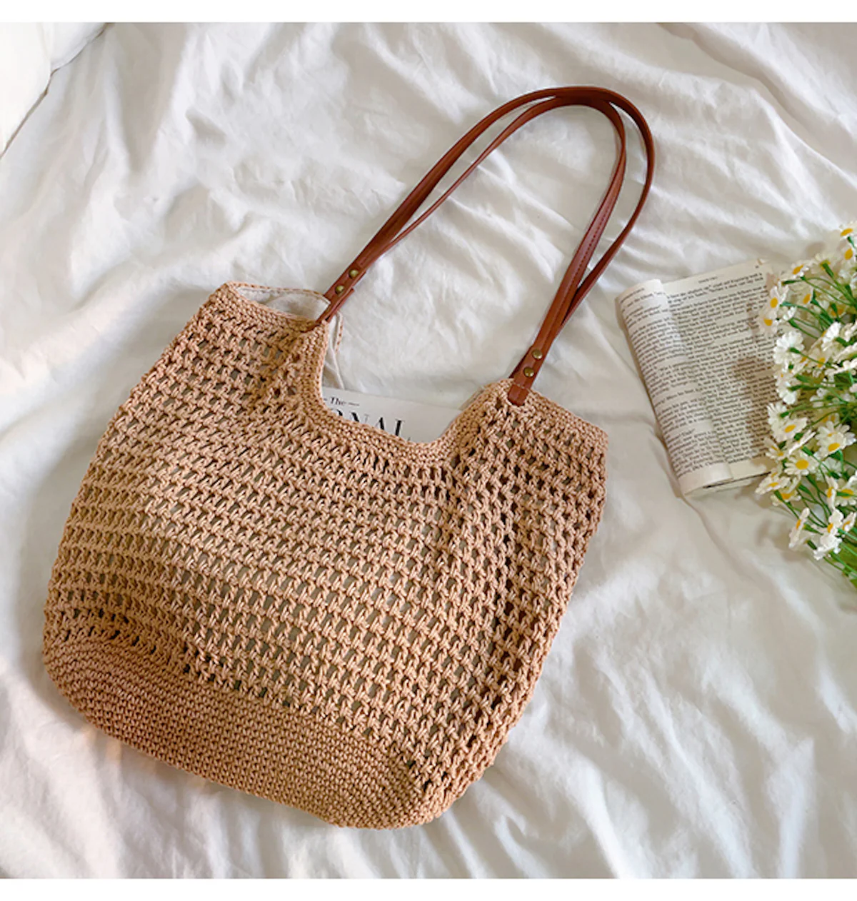 Oversized Cotton Knitted Shoulder Bag