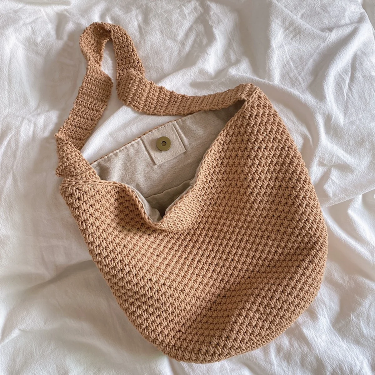 Retro Style Minimalistic Cotton Bucket Bag
