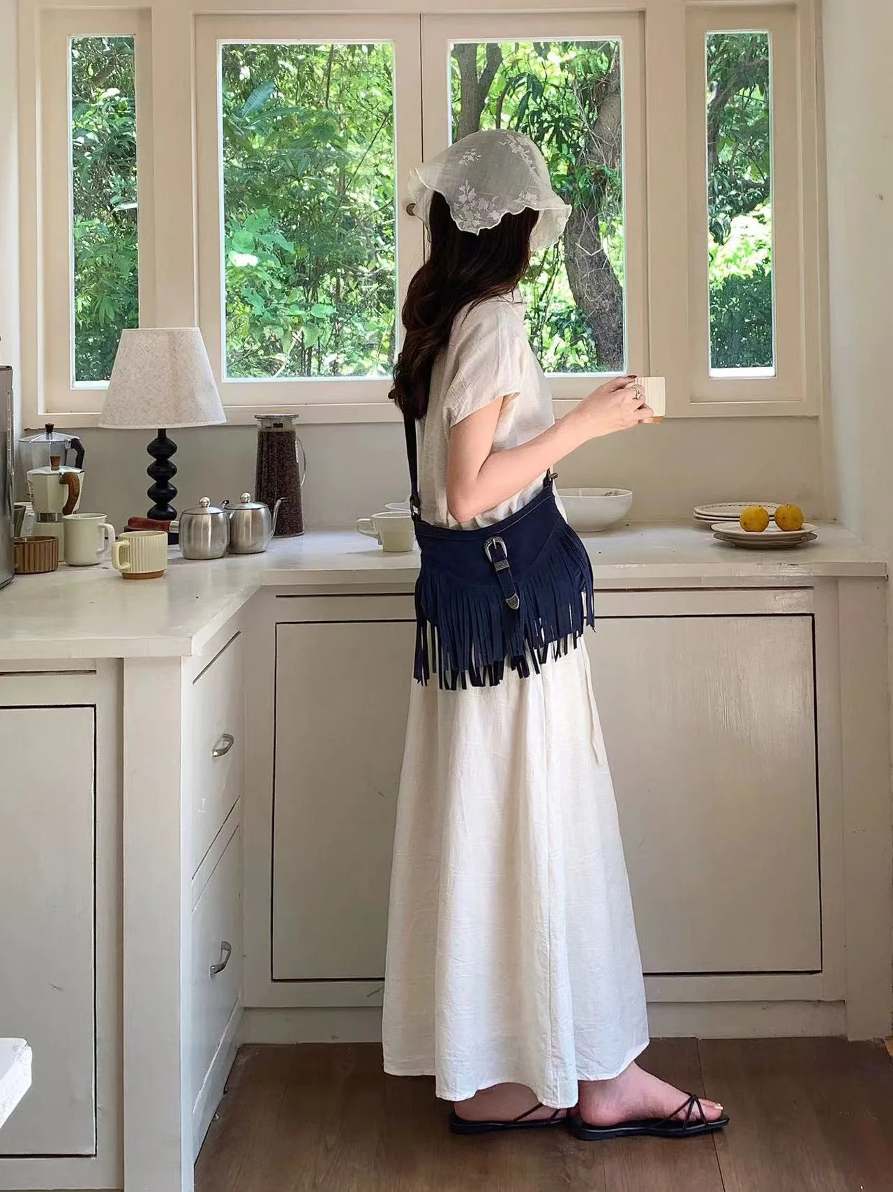 Soft Suede Shoulder Bag with Tassel