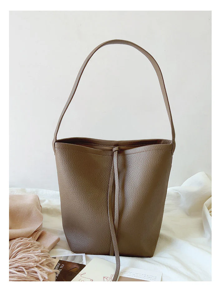 Chic Leather Bucket Bag