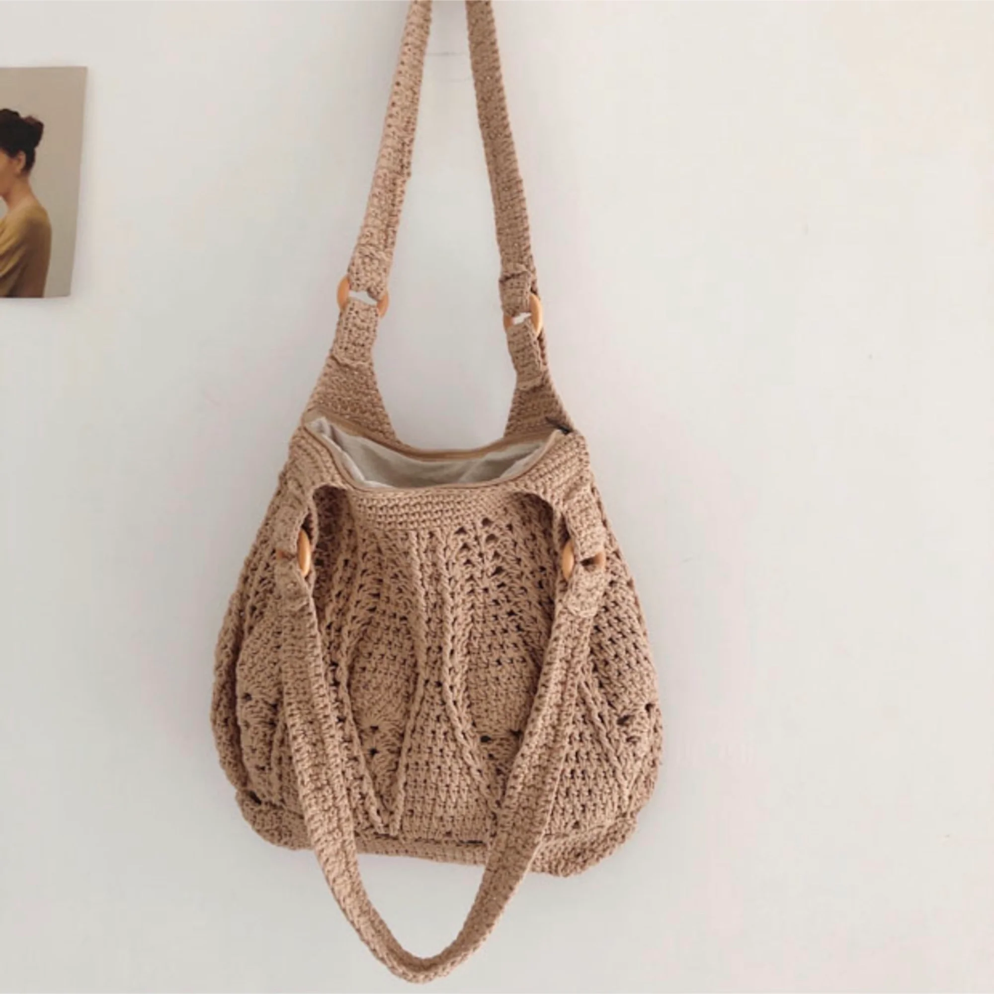 Retro Artsy Twist Cotton Knitted Bag